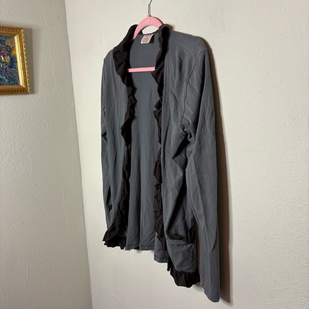 Matilda Jane Women's Gray Ruffle Cardigan Medium - Picture 2 of 5